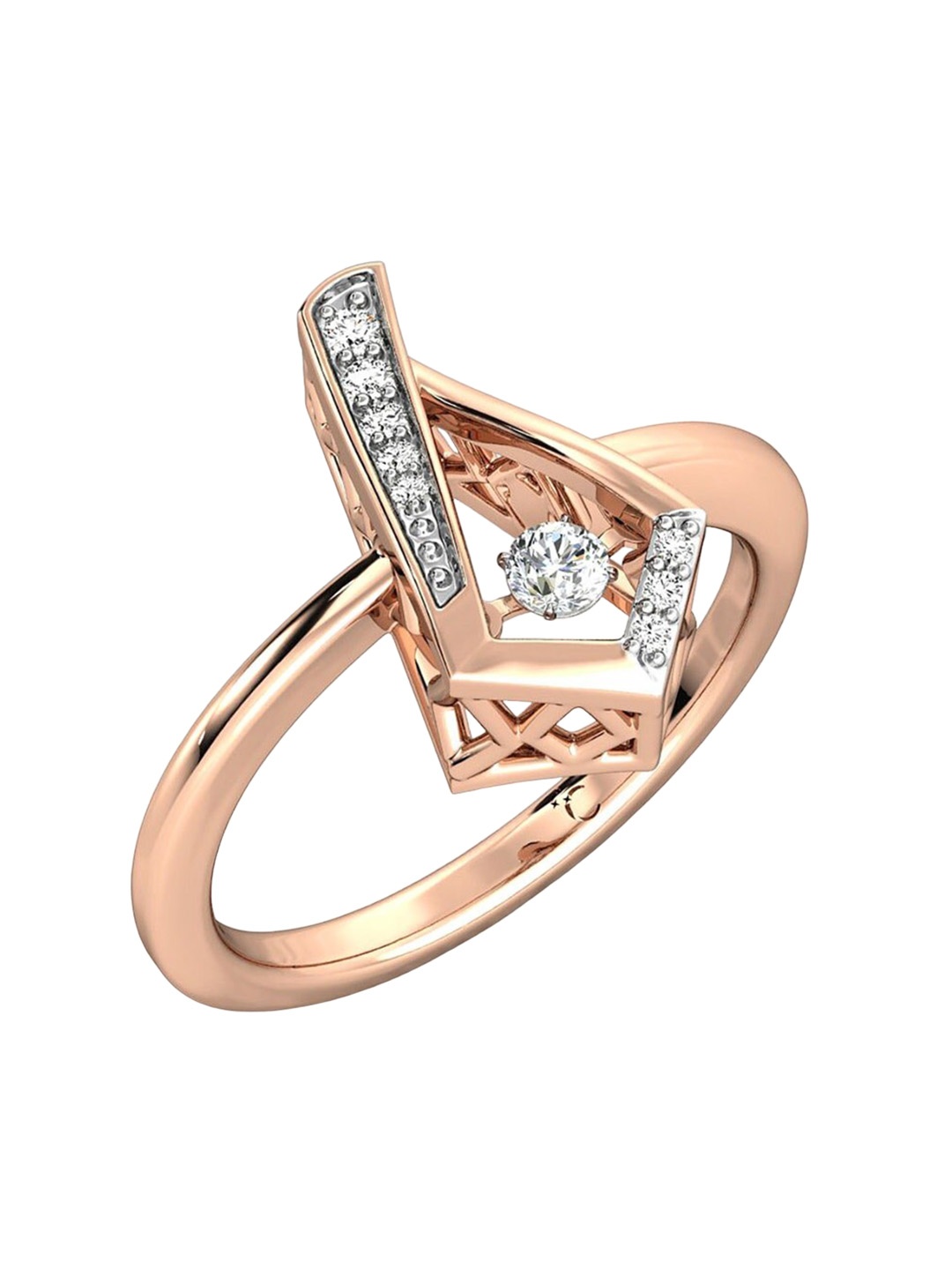 

CANDERE A KALYAN JEWELLERS COMPANY 14KT Rose Gold Diamond Ring-2.97gm