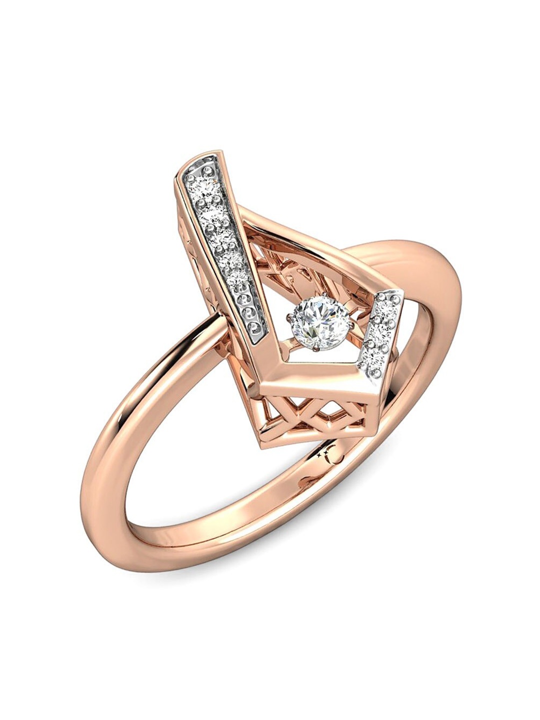 

CANDERE A KALYAN JEWELLERS COMPANY 14KT Rose Gold Diamond Ring-2.64gm