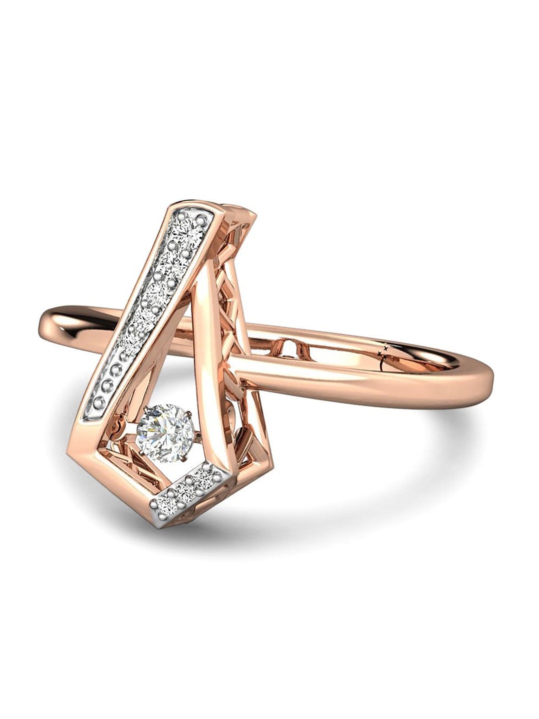 

CANDERE A KALYAN JEWELLERS COMPANY 14KT Rose Gold Diamond Ring-2.73 gm