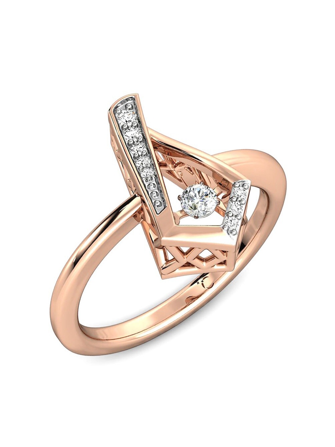 

CANDERE A KALYAN JEWELLERS COMPANY 14KT Rose Gold Diamond Ring-2.85 gm