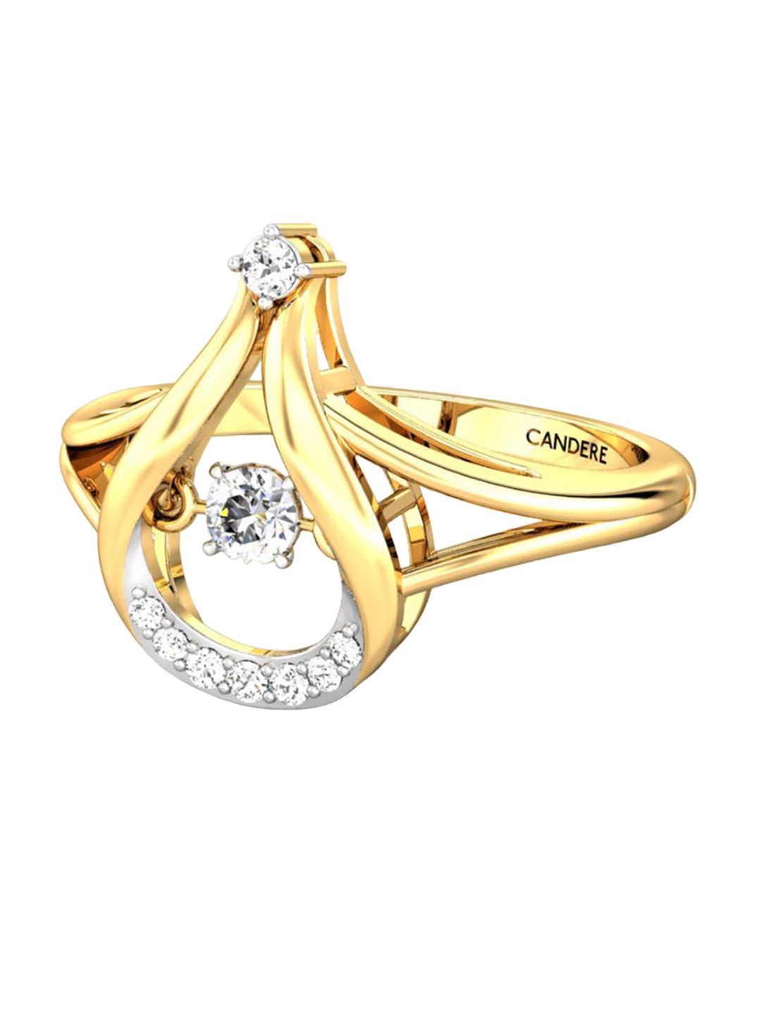 

CANDERE A KALYAN JEWELLERS COMPANY 14KT Gold Diamond Ring-2.38gm