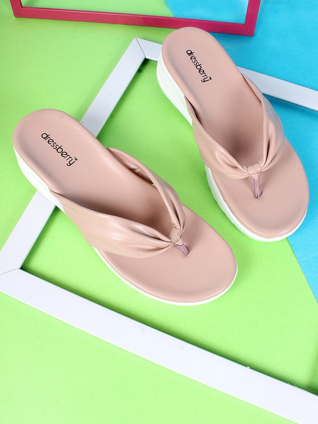 

DressBerry Women Thongs Wedges Sandals, Peach