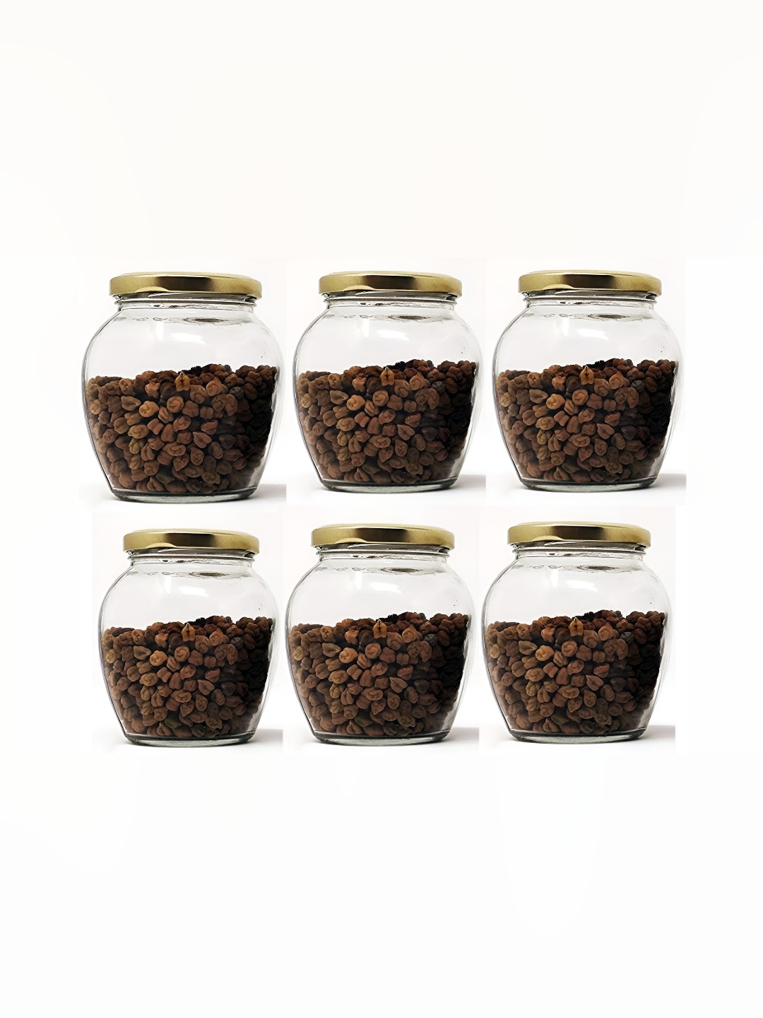

Afast Transparent & Gold-Toned 6Pcs Glass Dishwasher Safe Food Container 350ml Each