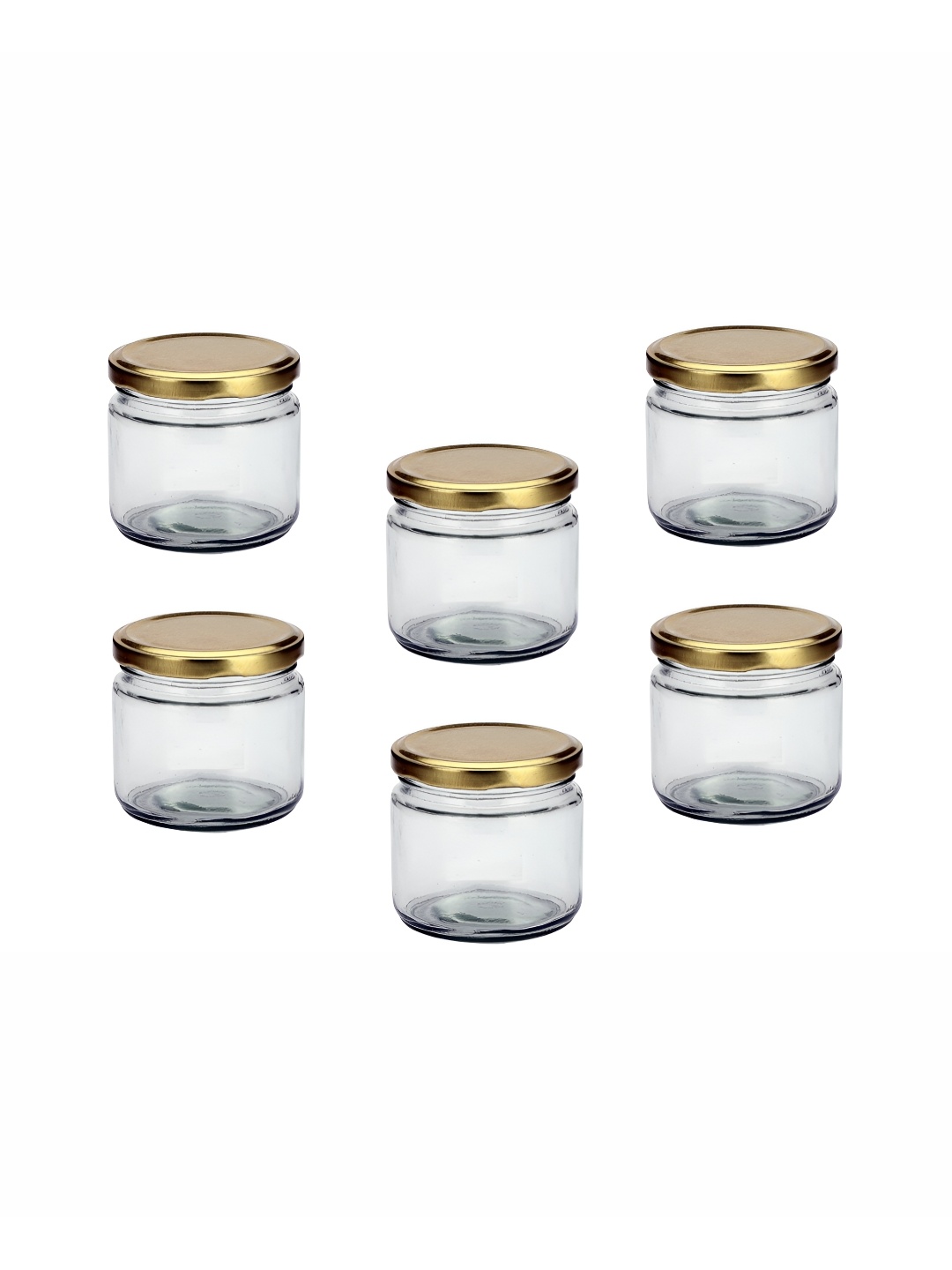 

Afast Transparent & Gold-Toned 6Pcs Glass Dishwasher Safe Food Container 350ml Each