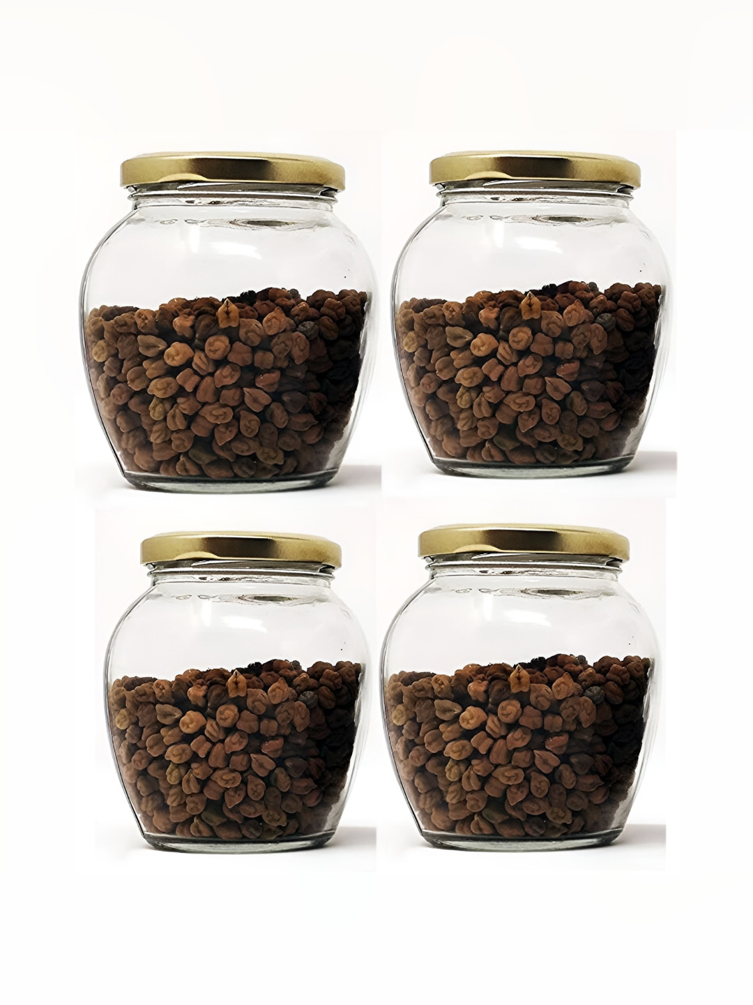 

Afast Transparent & Gold-Toned 4Pcs Glass Dishwasher Safe Food Container 350ml Each