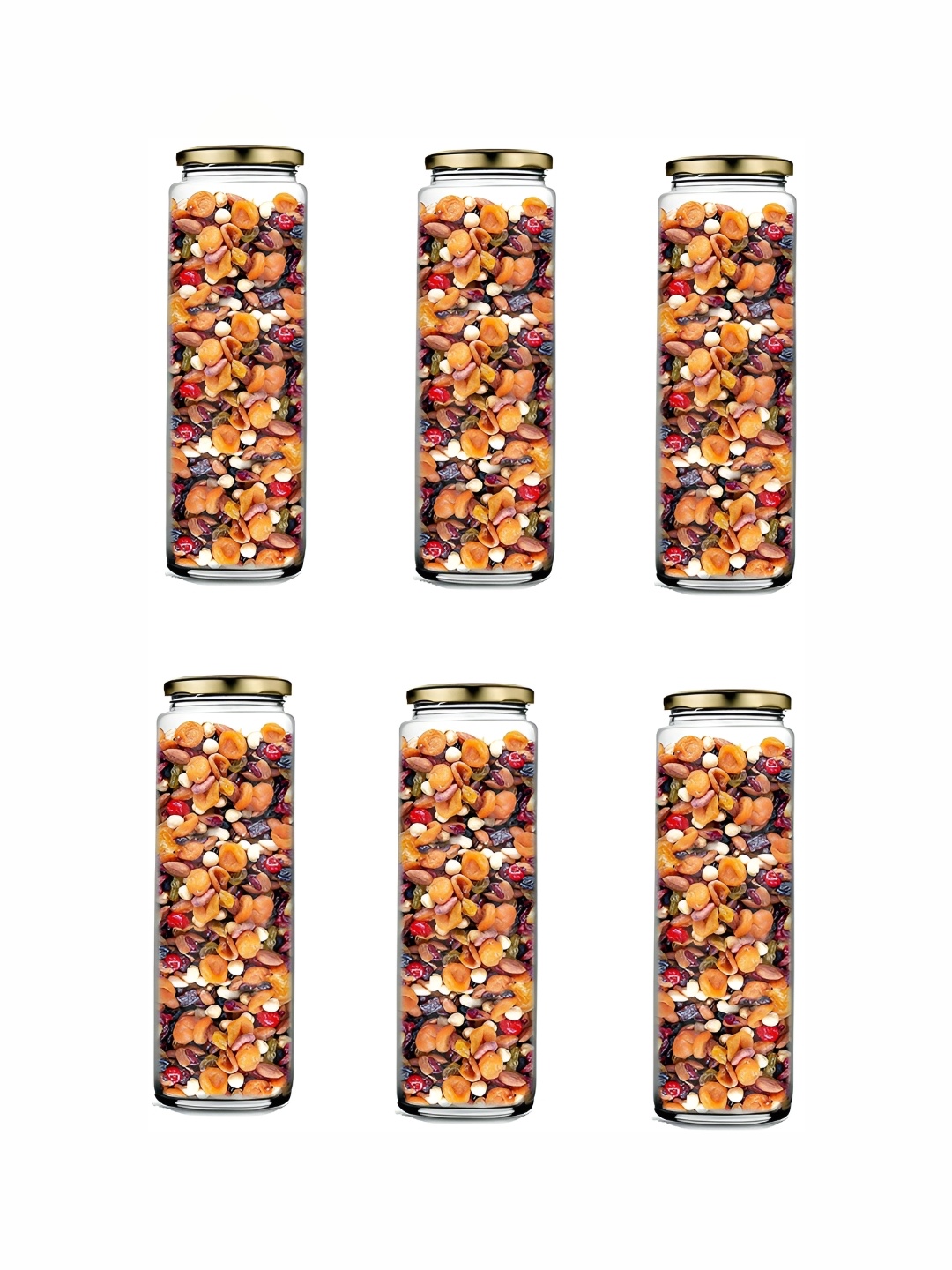 

Afast Transparent & Gold-Toned 6Pcs Glass Dishwasher Safe Food Container 350ml Each