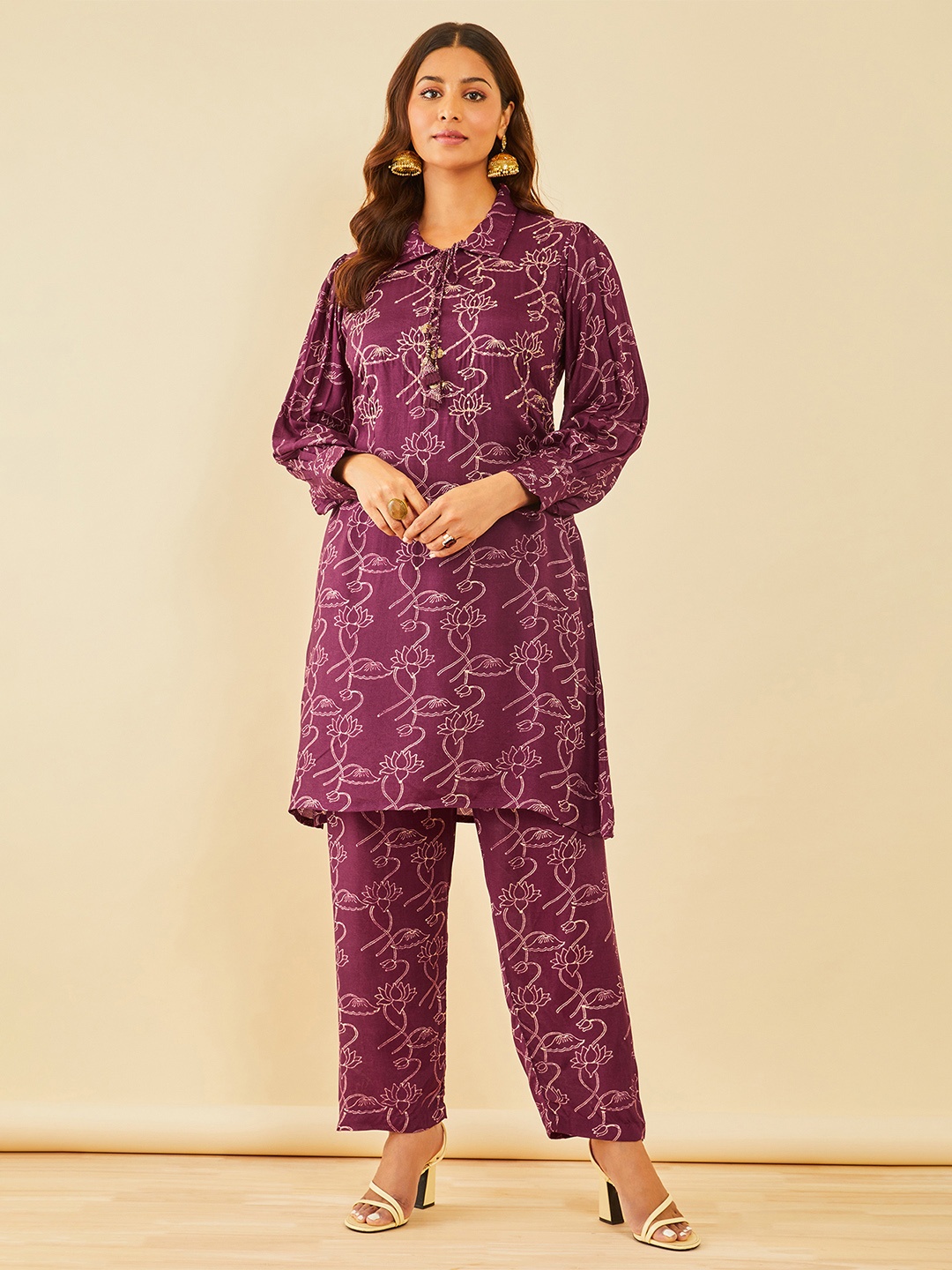 

Soch Muslin Co-Ord Set With Sequins, Maroon