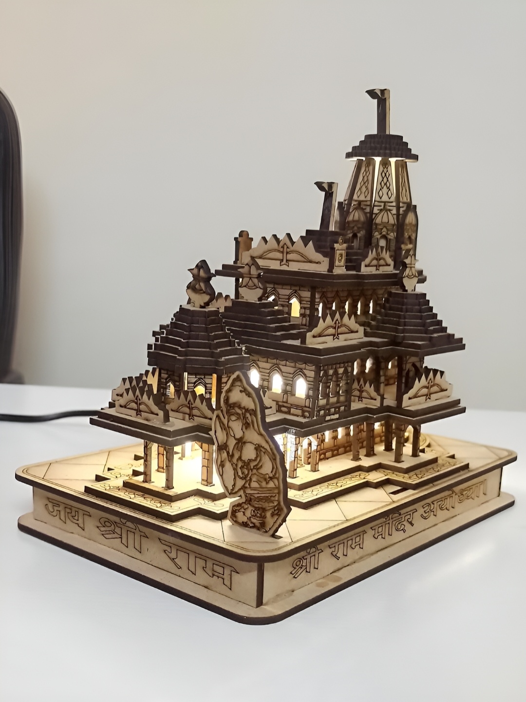 

CraftVatika Brown Wooden Ram Mandir Ayodhya Showpiece