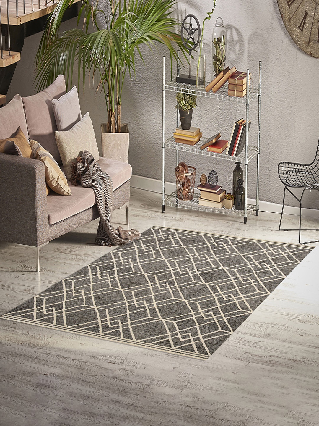 

saraswatii global Khaki & Beige Geometric Hand-Tufted Wool Carpets