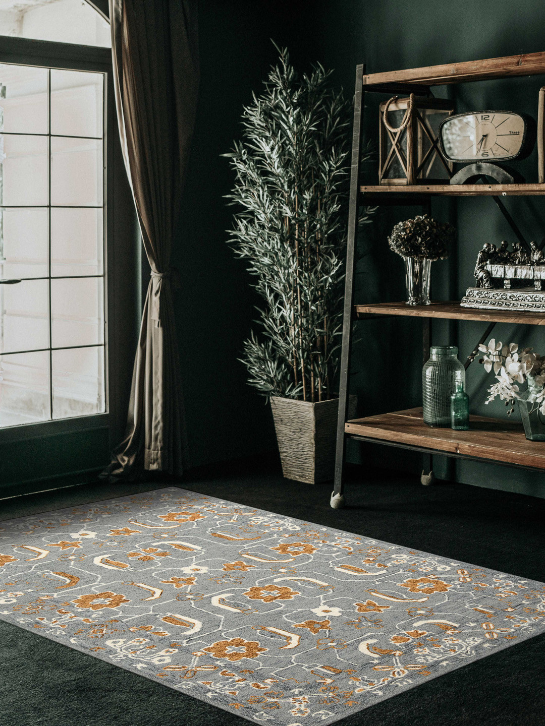 

saraswatii global Orange Floral Hand-Tufted Wool Carpets