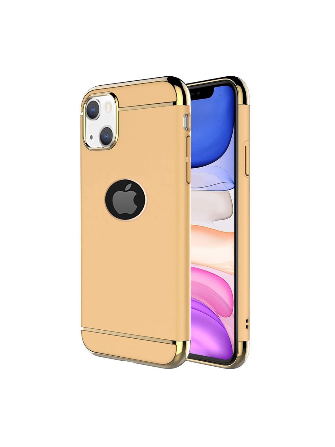 

Alexvyan 3 In 1 Non Slip Matte Surface With Electroplate Frame iPhone 13 Mobile Back Case, Gold