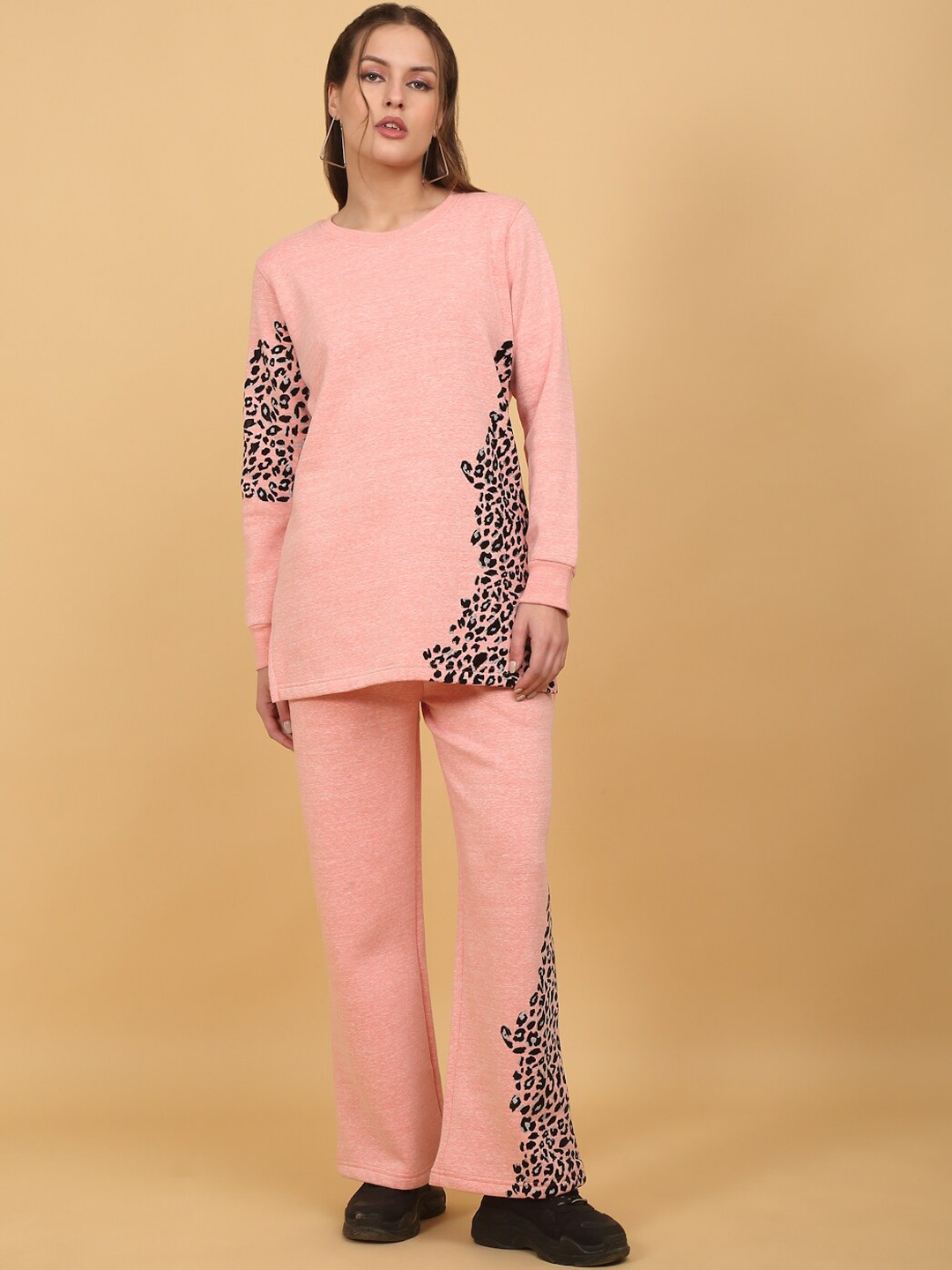 

She N She Floral Printed Round Neck Night suit, Pink