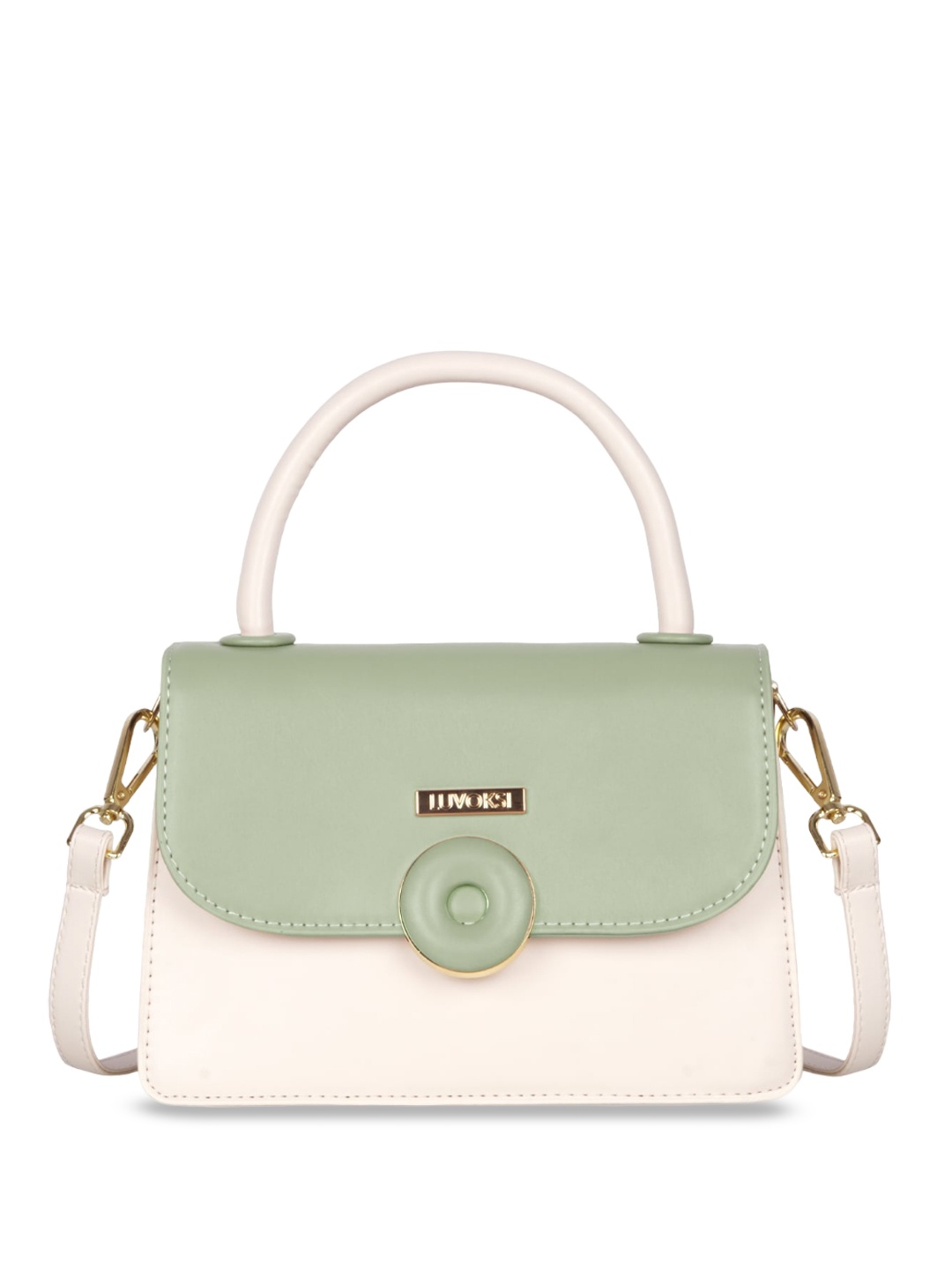 

Luvoksi Colourblocked Structured Handheld Bag, Green