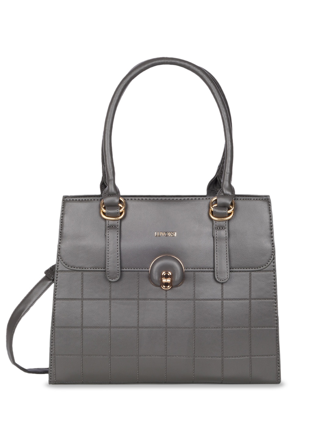 

Luvoksi Checked Structured Handheld Bag, Grey