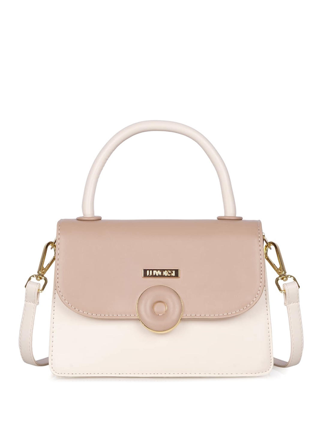 

Luvoksi Colourblocked Structured Handheld Bag, Beige