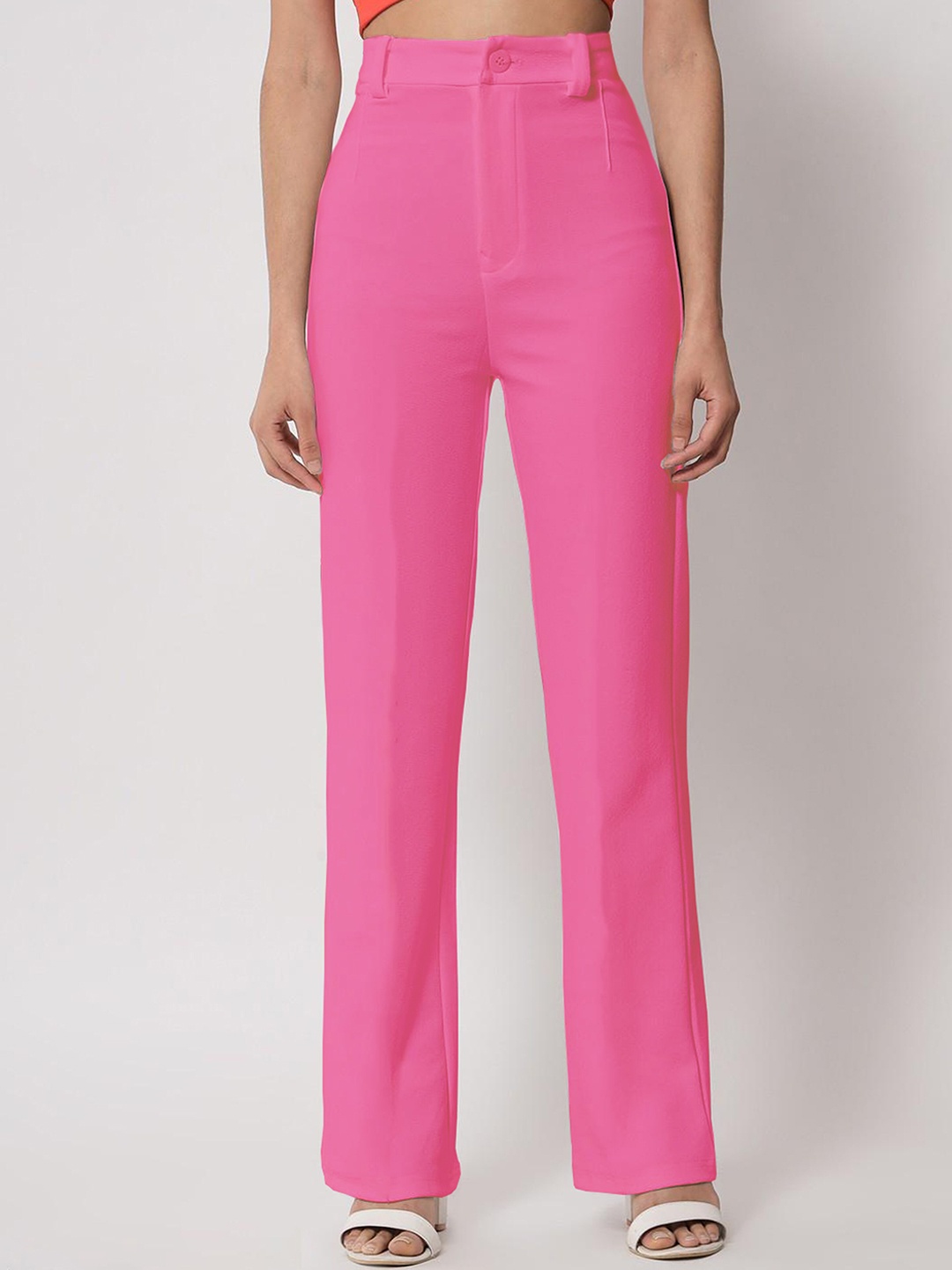 

N N ENTERPRISE Original Regular Fit High-Rise Trousers, Pink