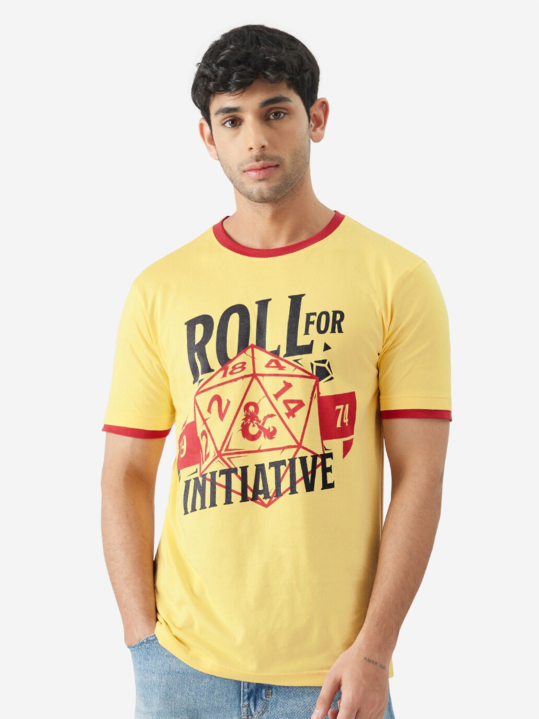 

The Souled Store Typography Printed Round Neck Short Sleeves Cotton T-shirt, Yellow