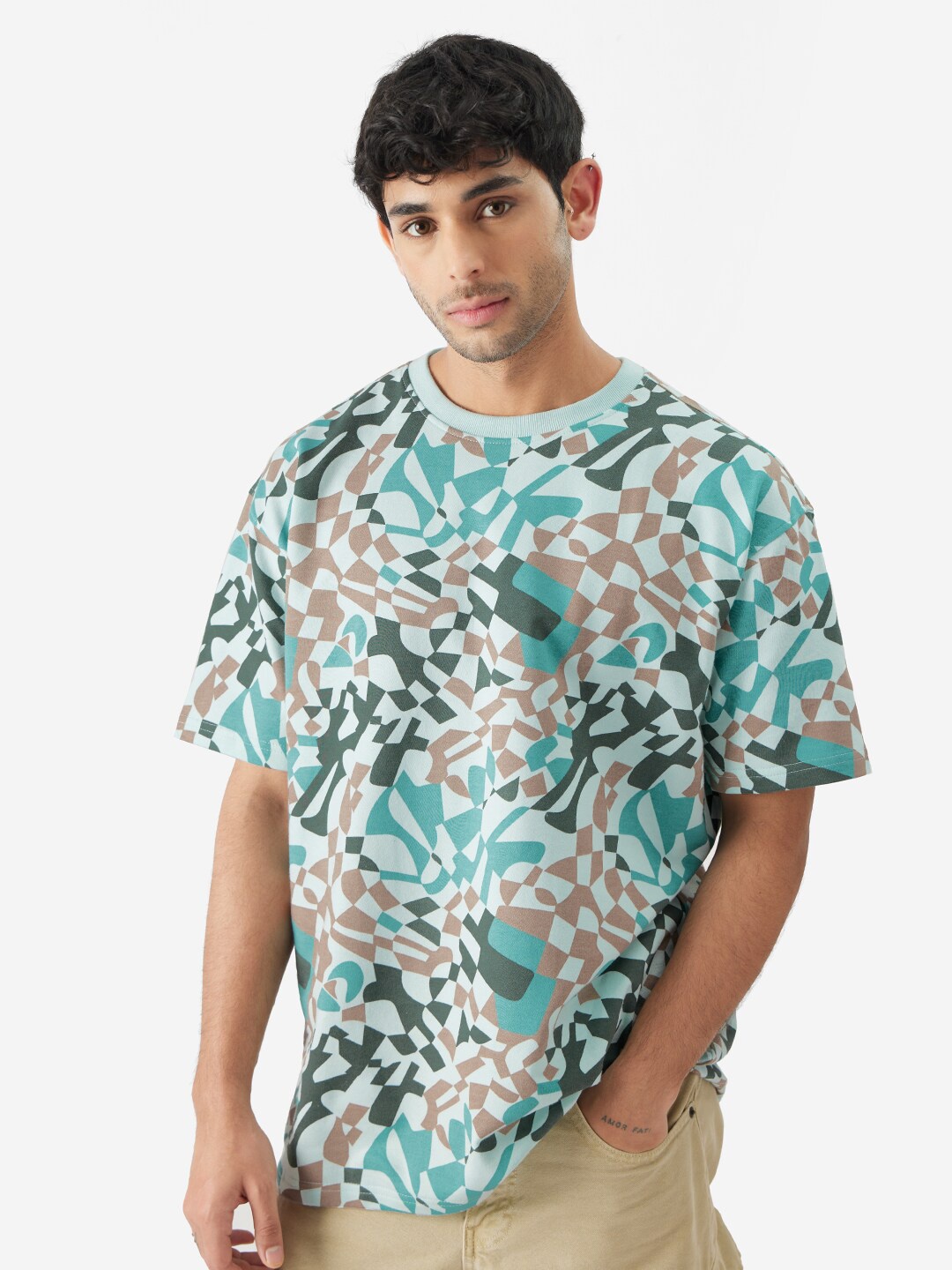 

The Souled Store Floral Printed Round Neck Short Sleeves Cotton T-shirt, Blue
