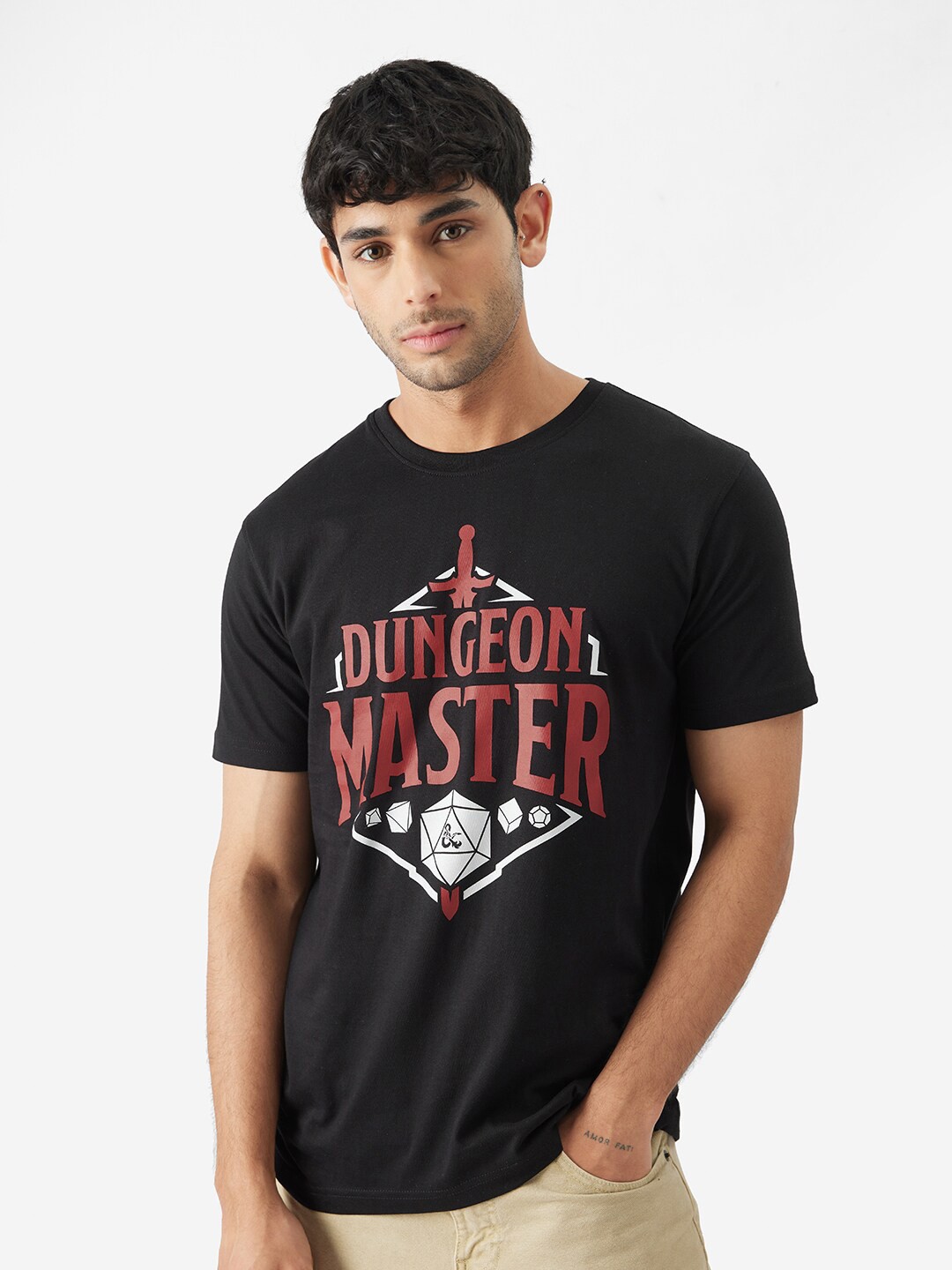

The Souled Store Round Neck Short Sleeves Cotton T-shirt, Black