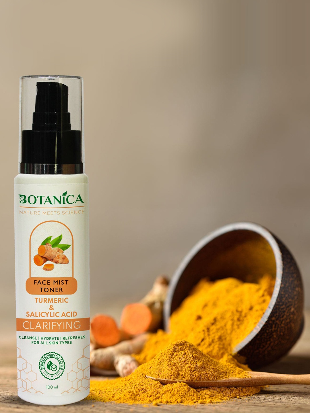 

Jaquline USA Botanica Face Mist Toner With Turmeric & Salicylic Acid - 100ml, Na