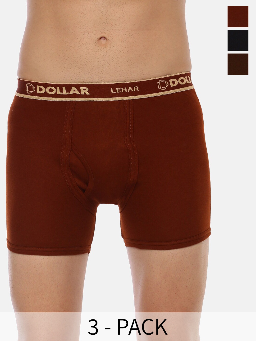 

Dollar Pack Of 3 Assorted Mid-Rise Pure Cotton Trunks MLHTR-02-PO3-ASST1