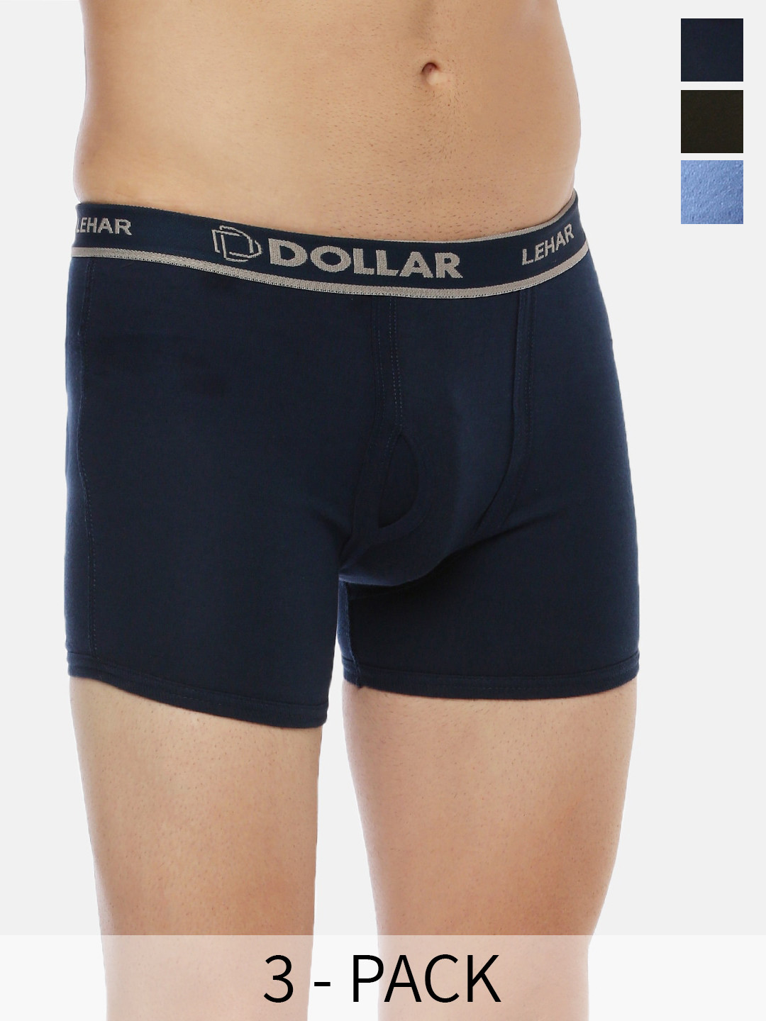 

Dollar Pack Of 3 Assorted Mid-Rise Pure Cotton Trunks MLHTR-02-PO3-ASST
