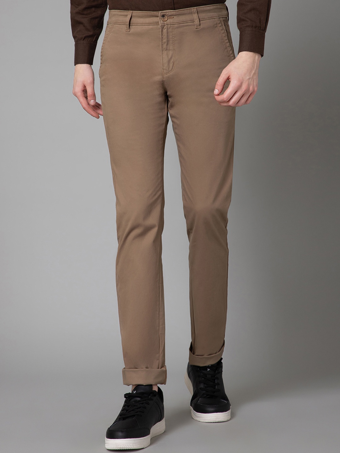 

Cantabil Men Cotton Comfort Trousers, Khaki