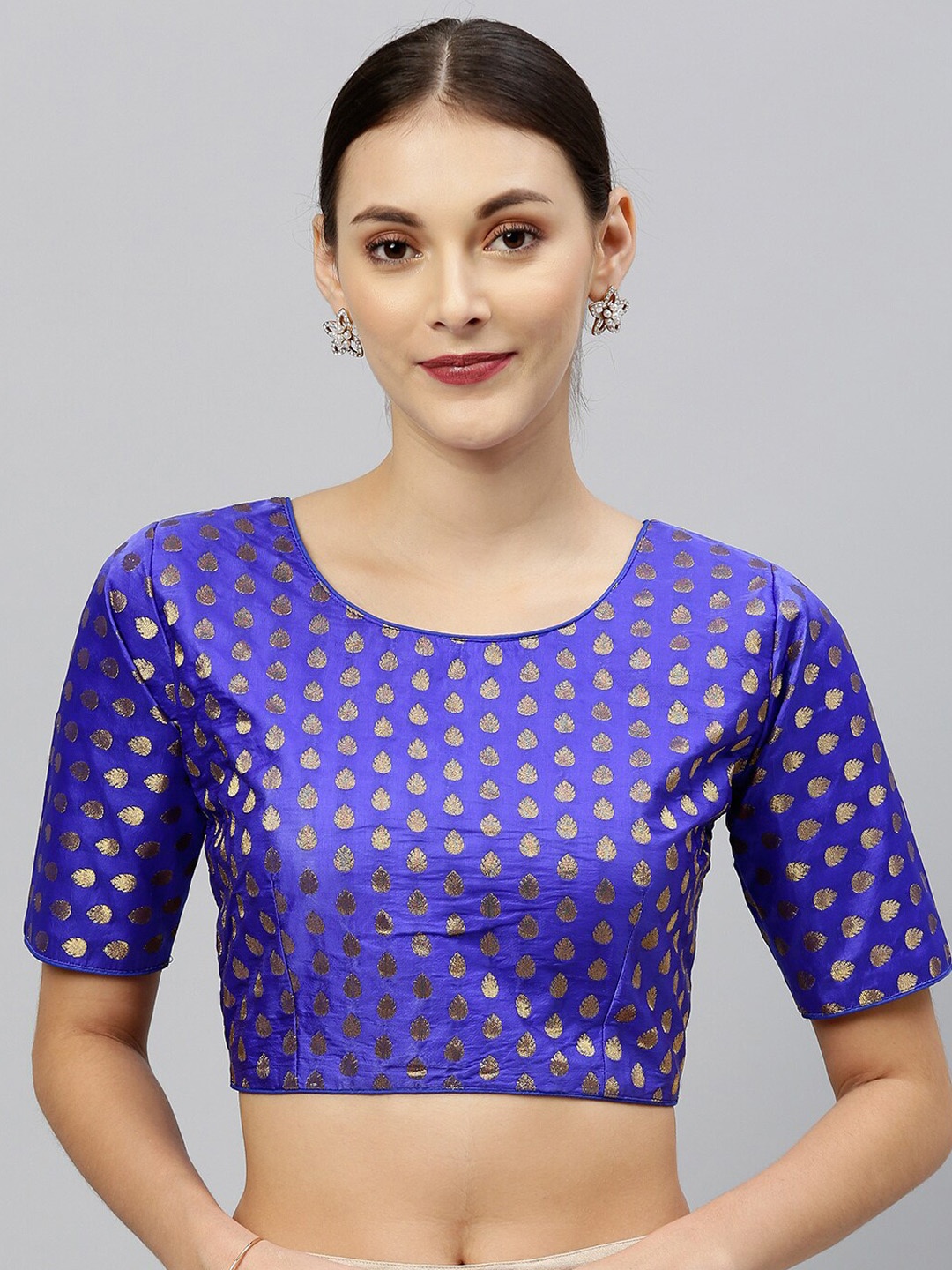 

Bhavyam Woven Design Jacquard Saree Blouse, Blue