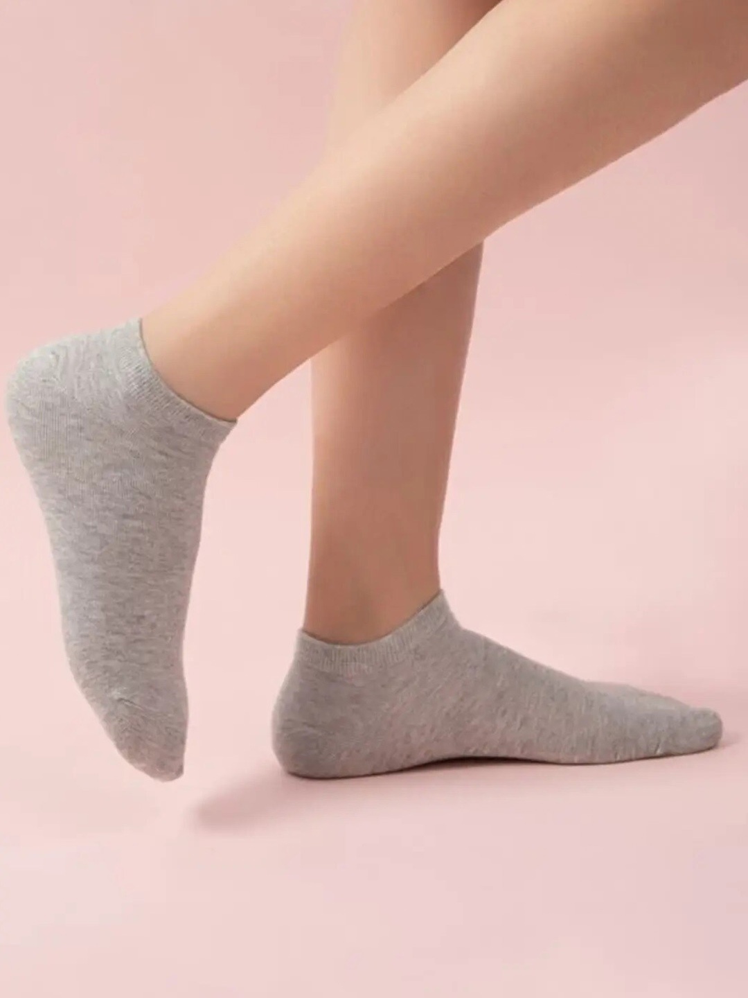 

BAESD Pack Of 5 Ankle-Length Socks, Grey melange