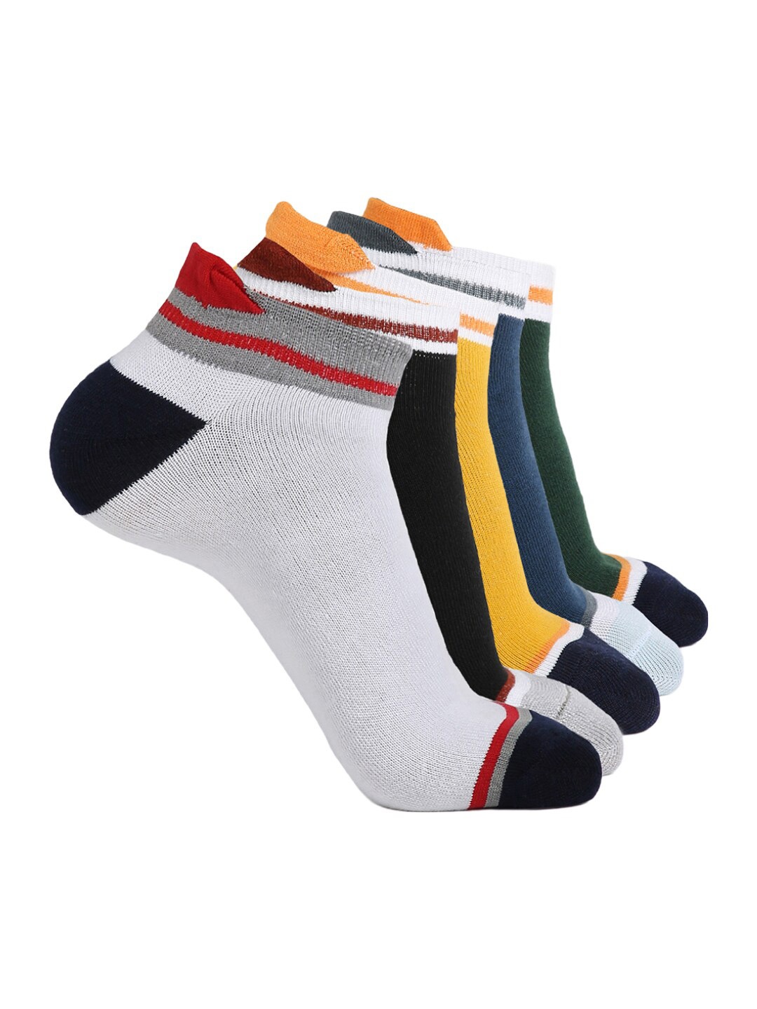 

BAESD Unisex Pack Of 5 Patterned Ankle-Length Socks, Yellow