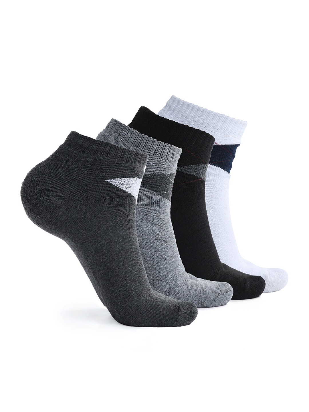 

BAESD Unisex Pack Of 5 Patterned Ankle-Length Socks, Grey