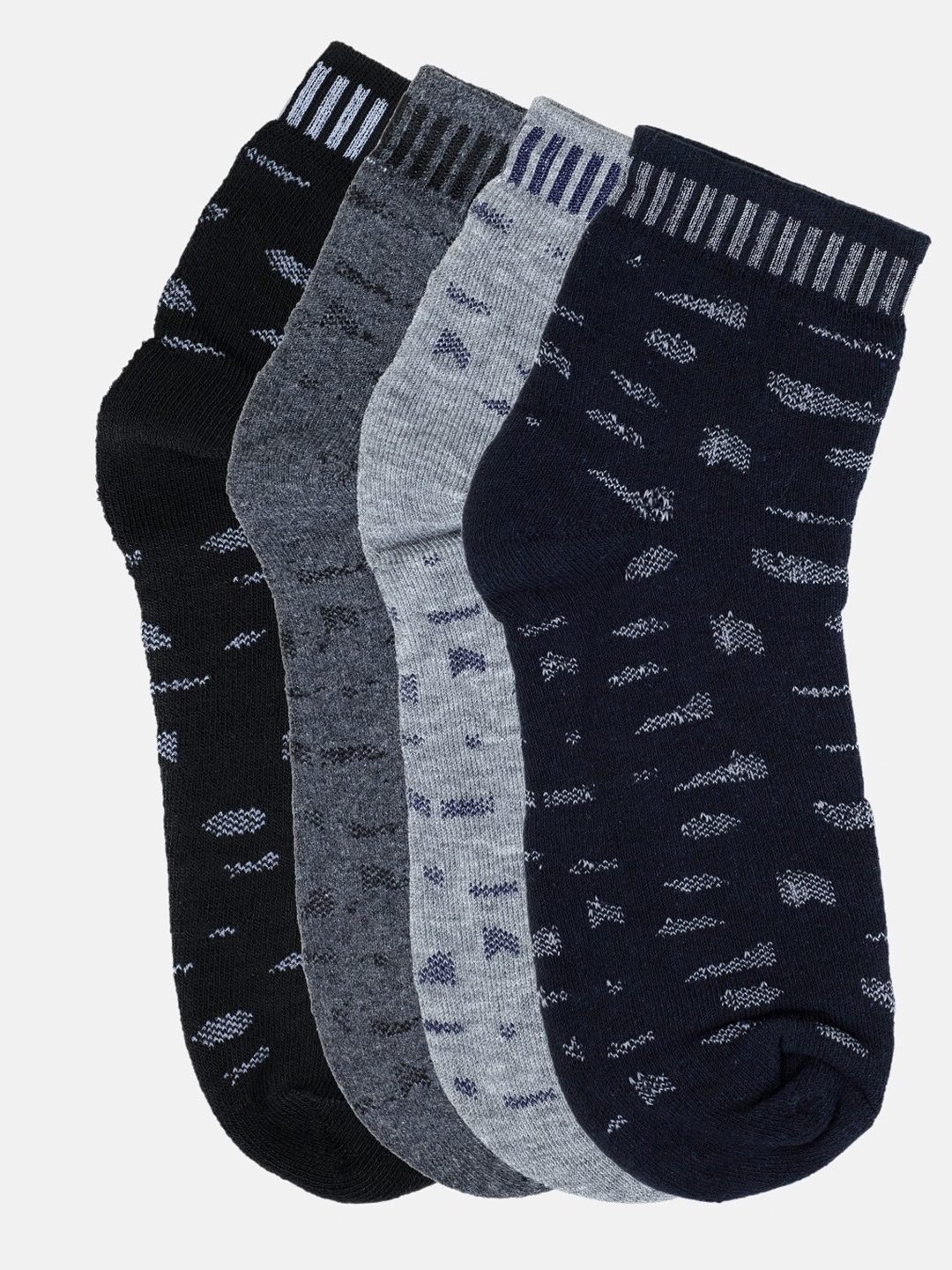 

BAESD Unisex Pack of 4 Patterned Above Ankle-Length Socks, Grey melange
