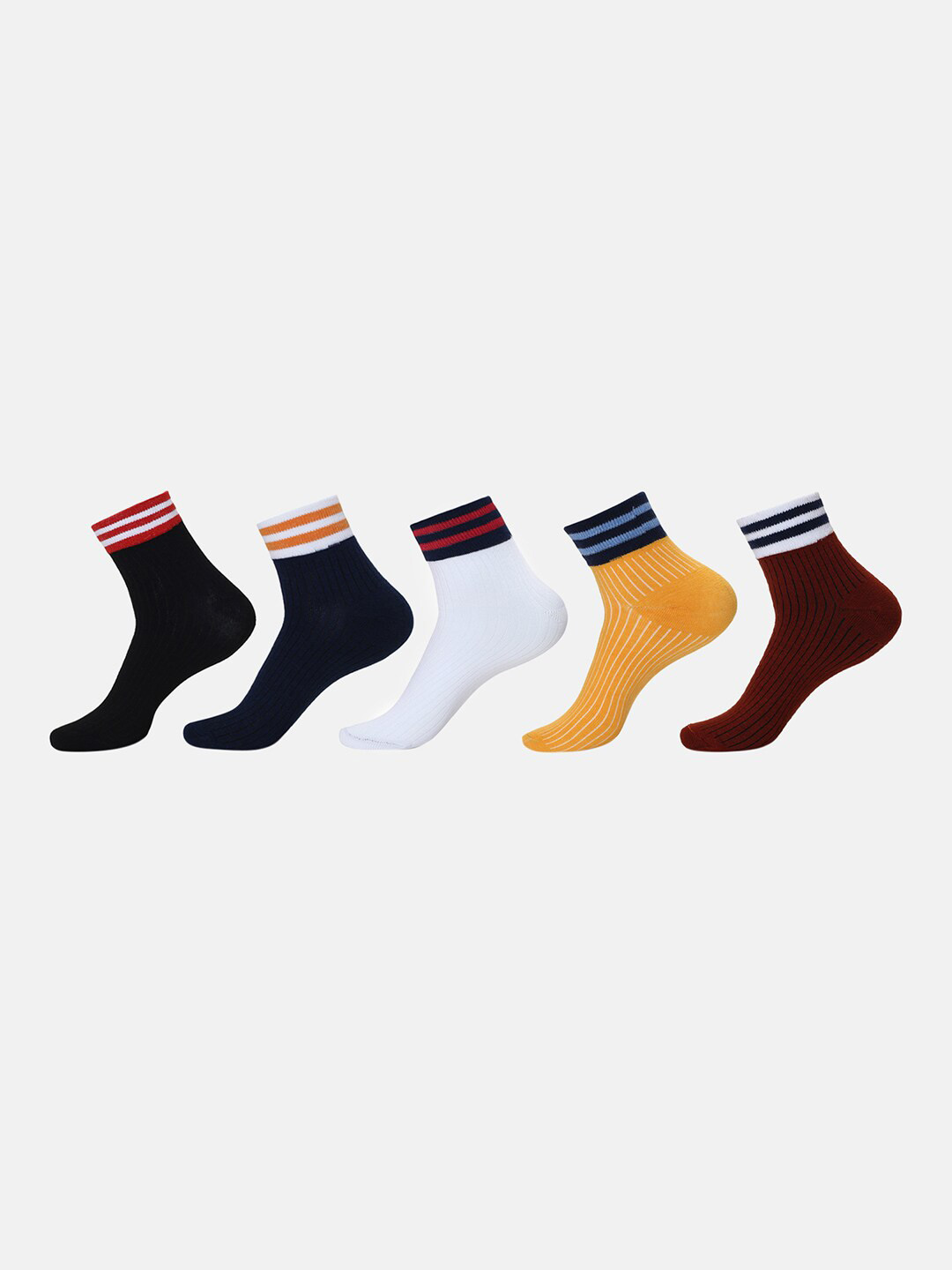 

BAESD Unisex Pack Of 5 Patterned Above Ankle-Length Socks, Yellow