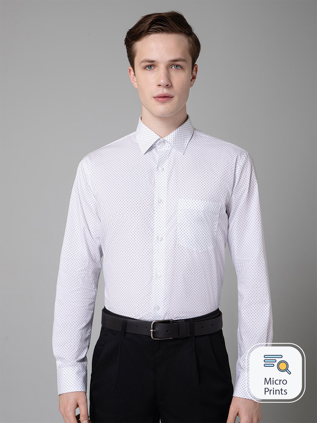

Cantabil Comfort Opaque Printed Cotton Formal Shirt, White