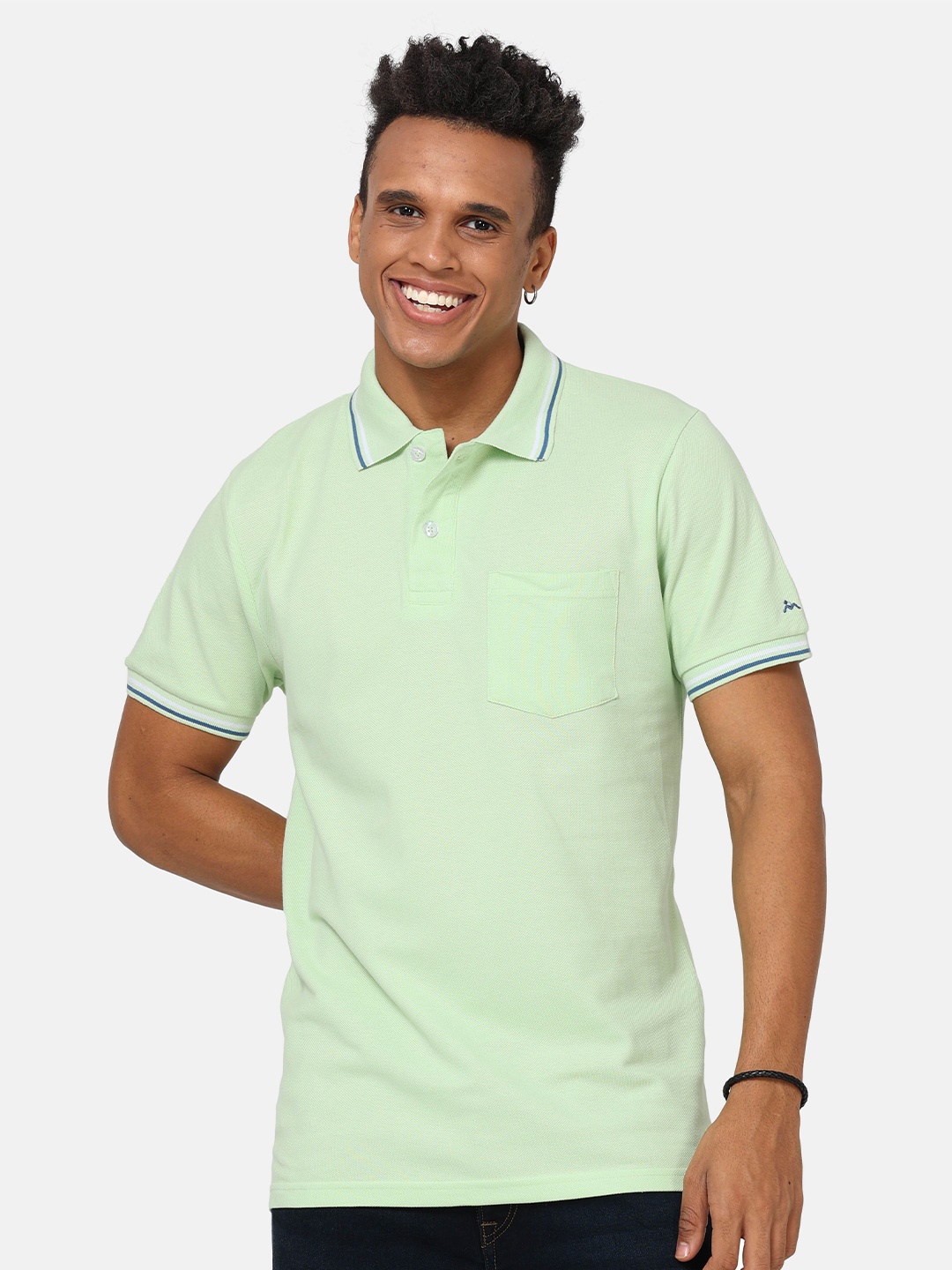 

Masculino Latino Plus Polo Collar Cotton T-shirt, Green