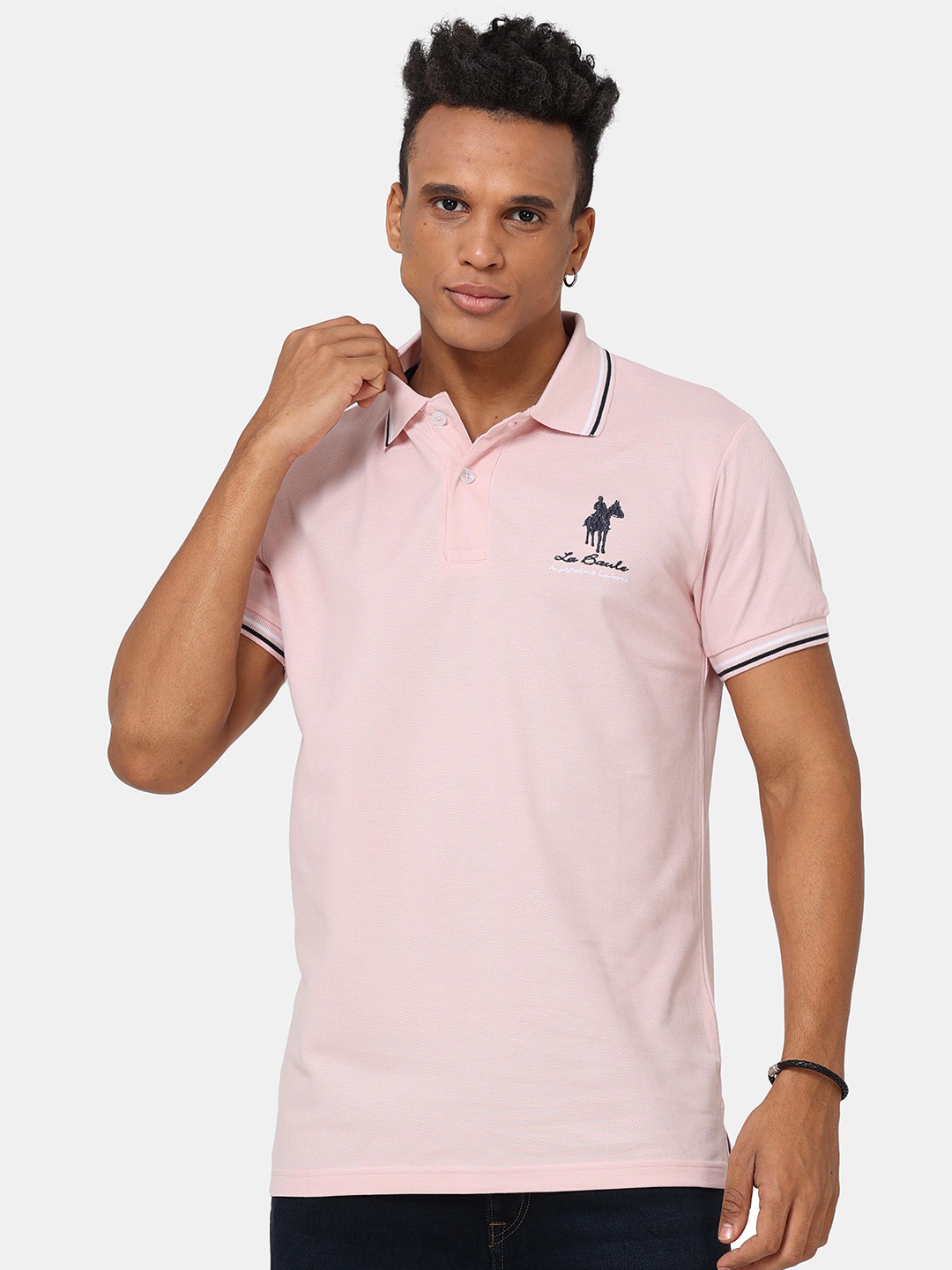 

Masculino Latino Plus Polo Collar Bio Finish Cotton T-shirt, Pink