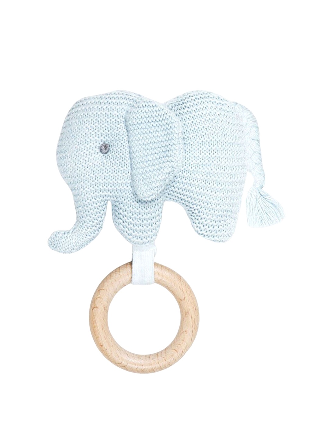 

Baby Moo Kids Elephant Wooden Teething Ring Soft Handheld Rattle Toy, Blue