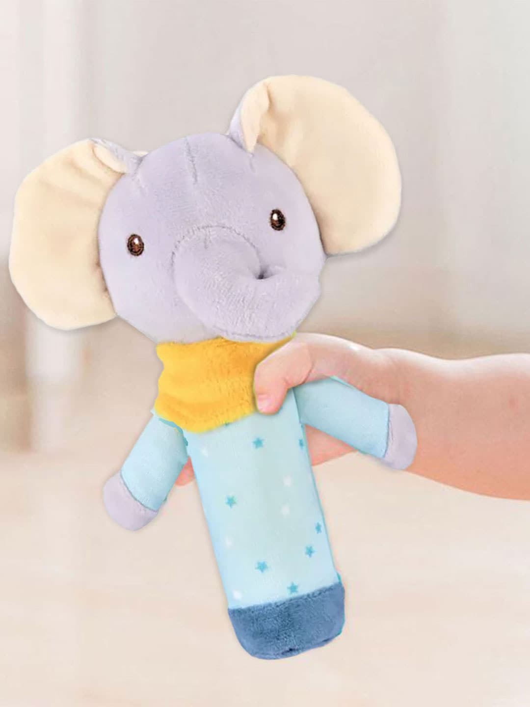

Baby Moo Infants Set Of 2 Ellie's Melodies Squeaker Handheld Rattle Toys, Blue