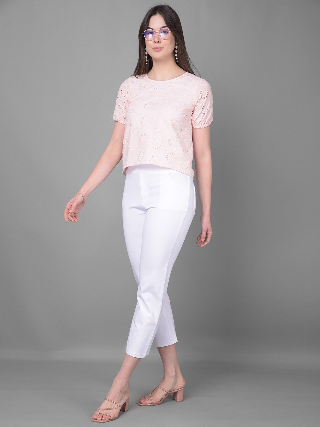 

Crimsoune Club Self Design Schiffli Top, Pink