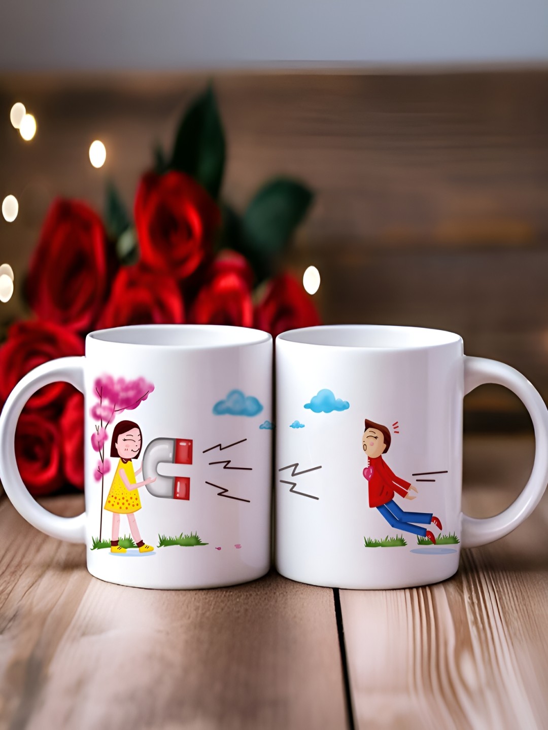 

Phirki Studio White & Red 2 Pieces Printed Ceramic Glossy Mugs 325 ml