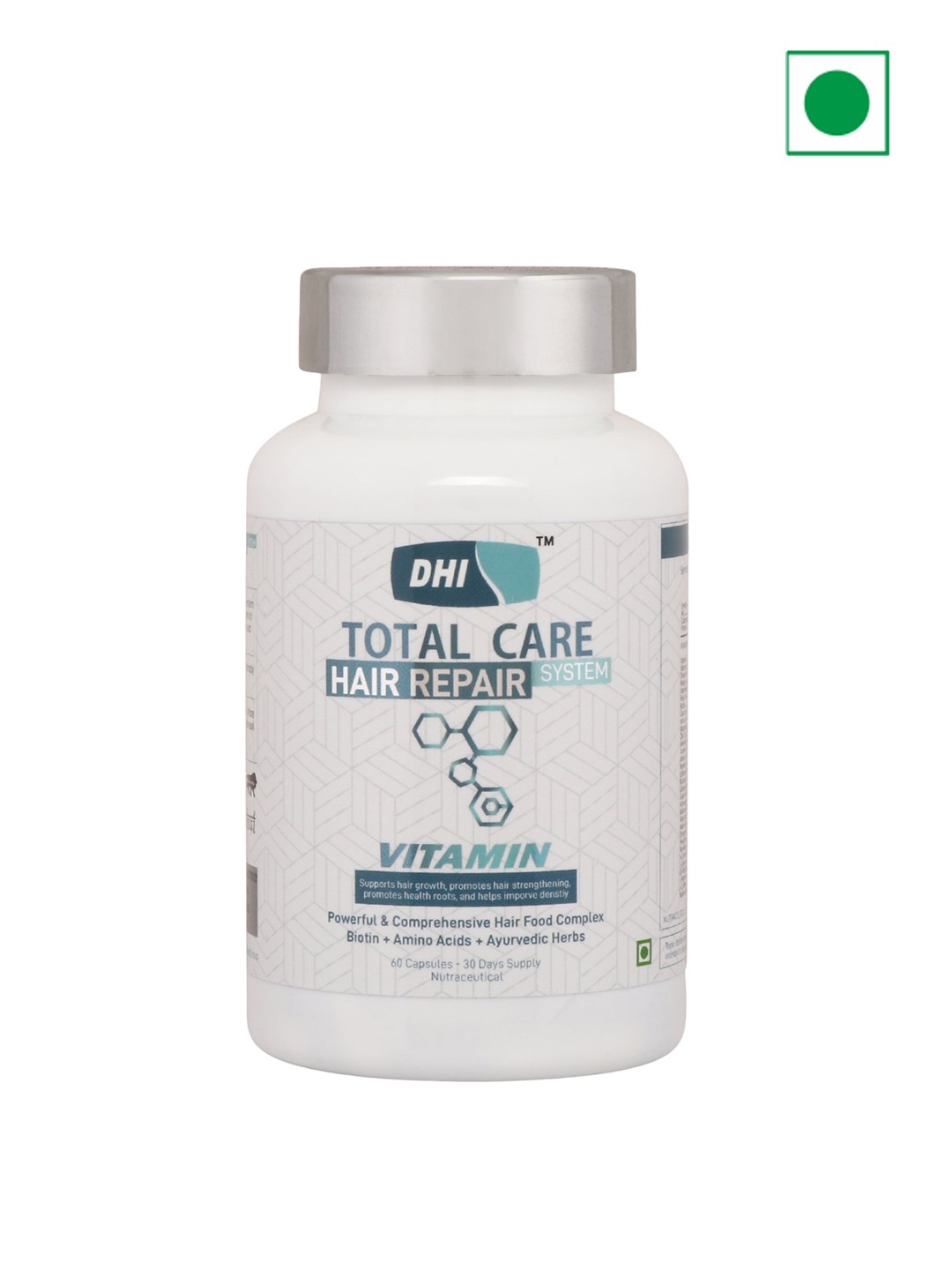 

DHI Hair Repair Vitamin Supplements to Support Hair Growth - 60 Capsules, Off white