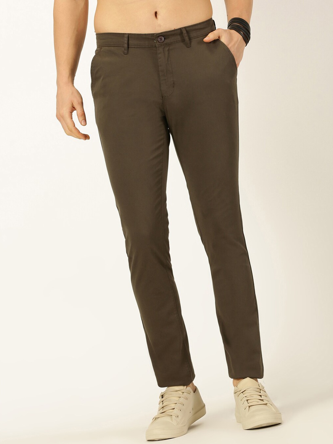 

Provogue Men Smart Slim Fit Easy Wash Chinos Trousers, Green