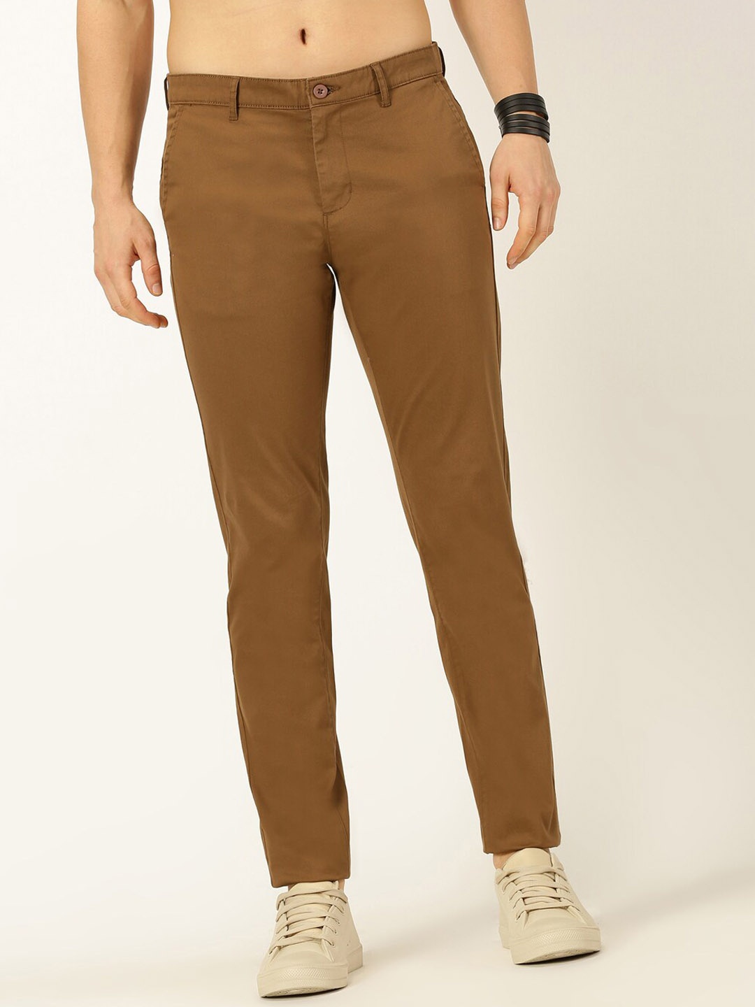 

Provogue Men Smart Slim Fit Easy Wash Chinos Trousers, Brown