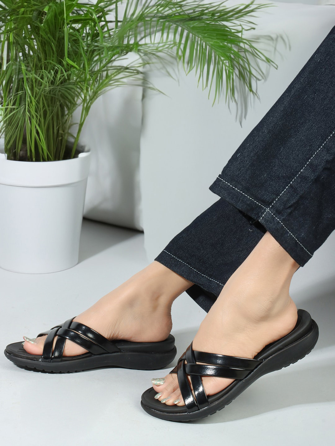 

Carlton London Cross Strap Comfort Heels, Black