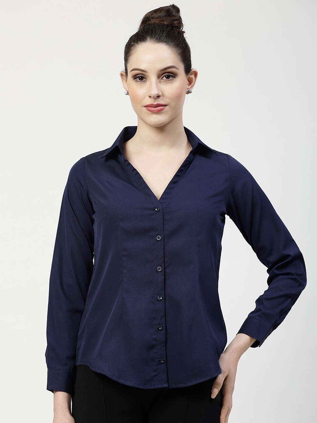 

OFFICE & YOU Opaque Spread Collar Formal Shirt, Blue