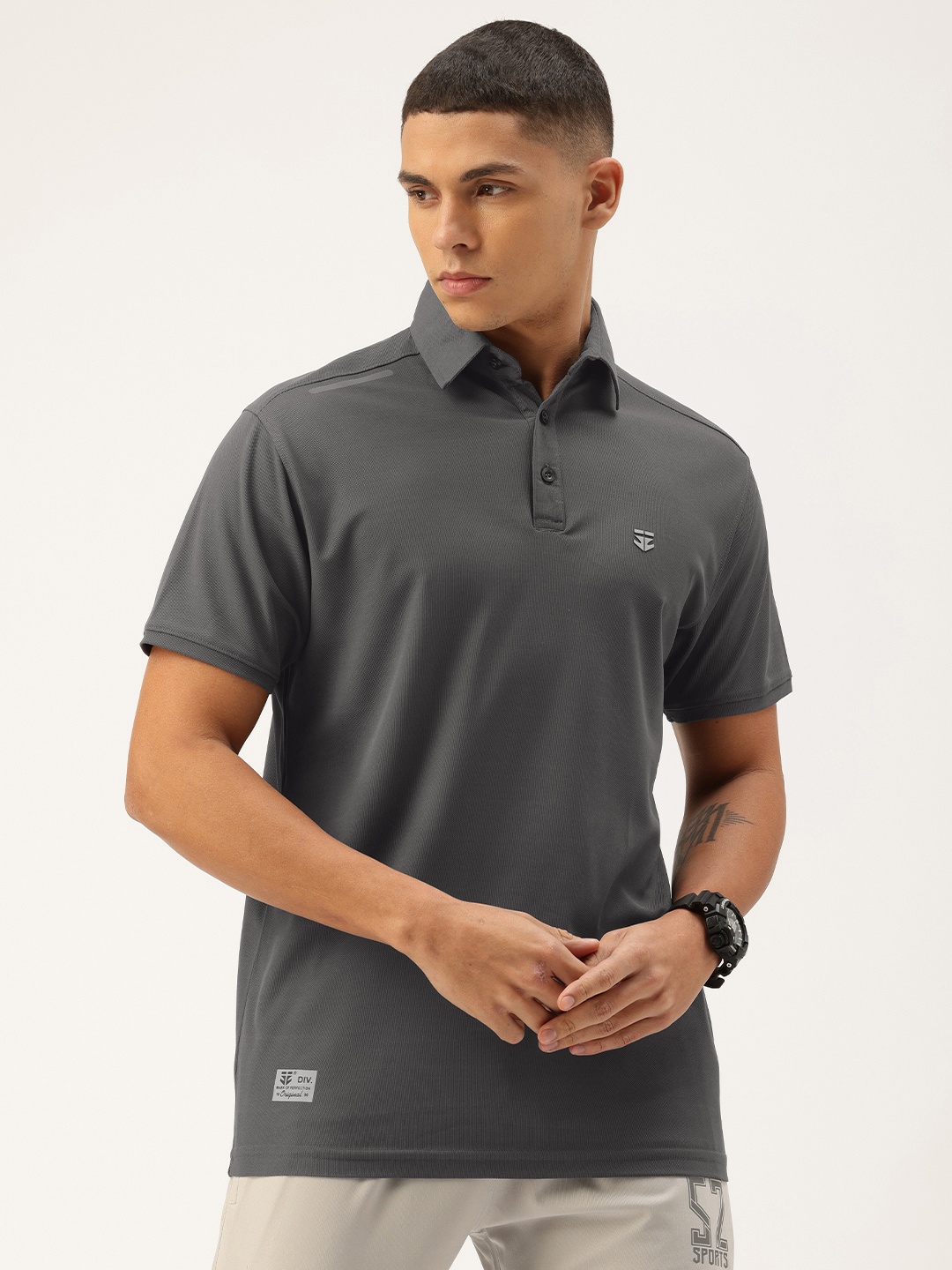 

Sports52 wear Polo Collar Dri-FIT Training Or Gym Sports T-shirt, Grey