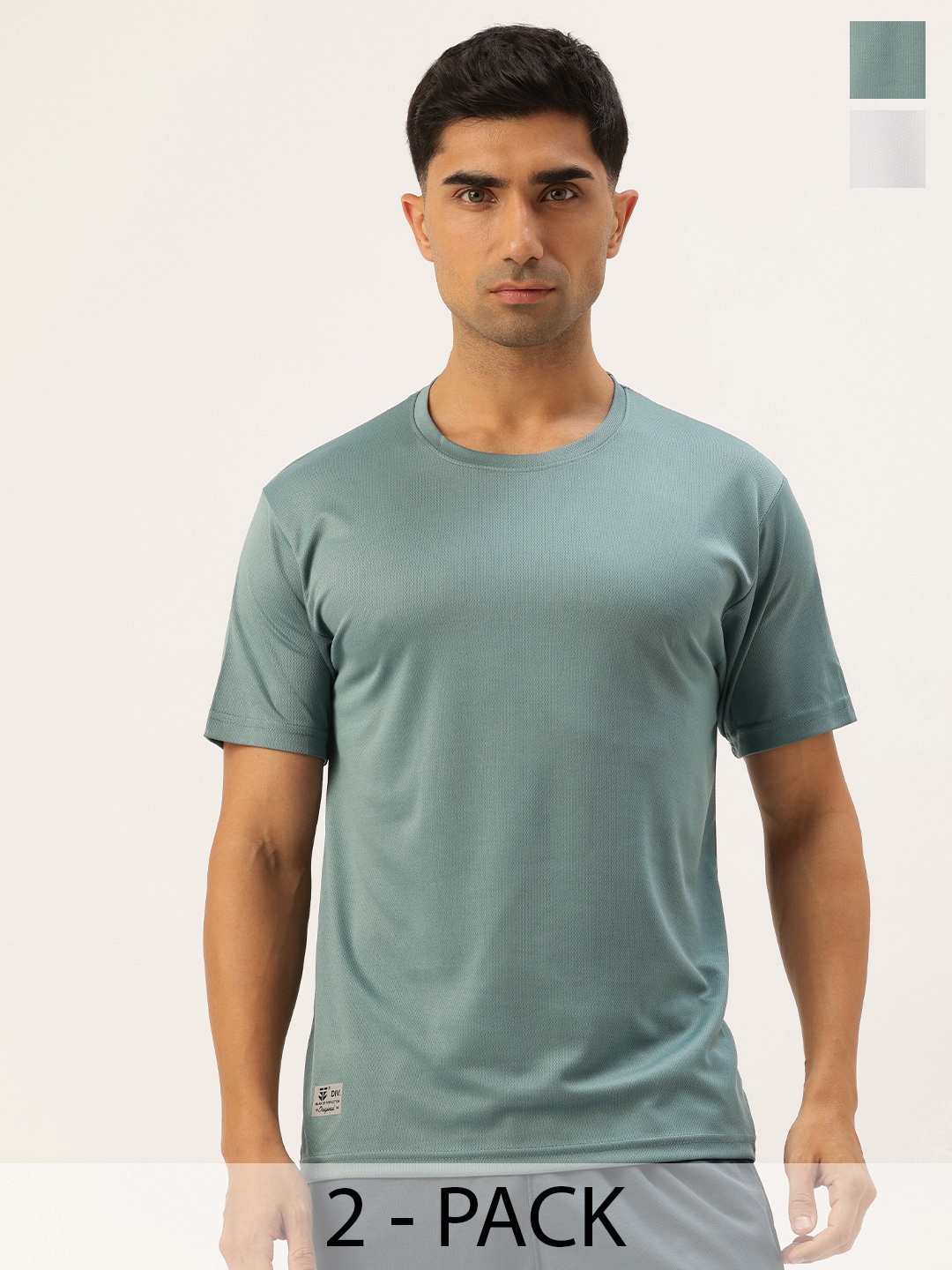 

Sports52 wear Pack of 2 Self-Design Training T-shirt, Sea green