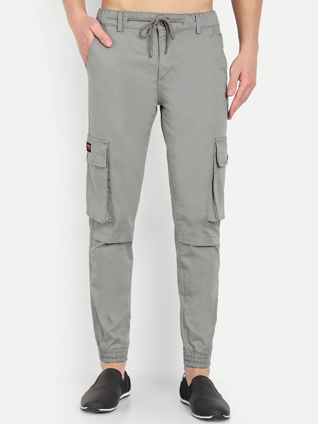 

CARBONN CLOTH Men Mid-Rise Cotton Joggers Cargo Trousers, Silver