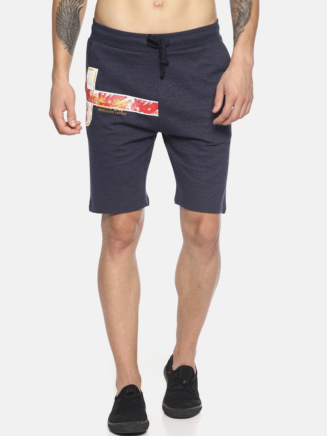 

Masculino Latino Men Mid-Rise Rapid-Dry Cotton Shorts, Navy blue