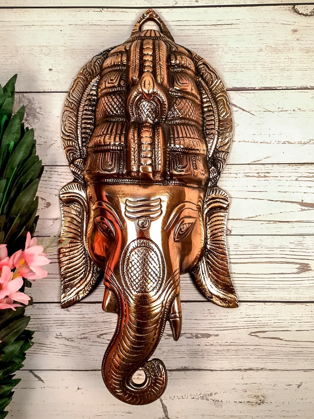 

apka mart Copper Toned Lord Ganesha Face Wall Hanging Decor